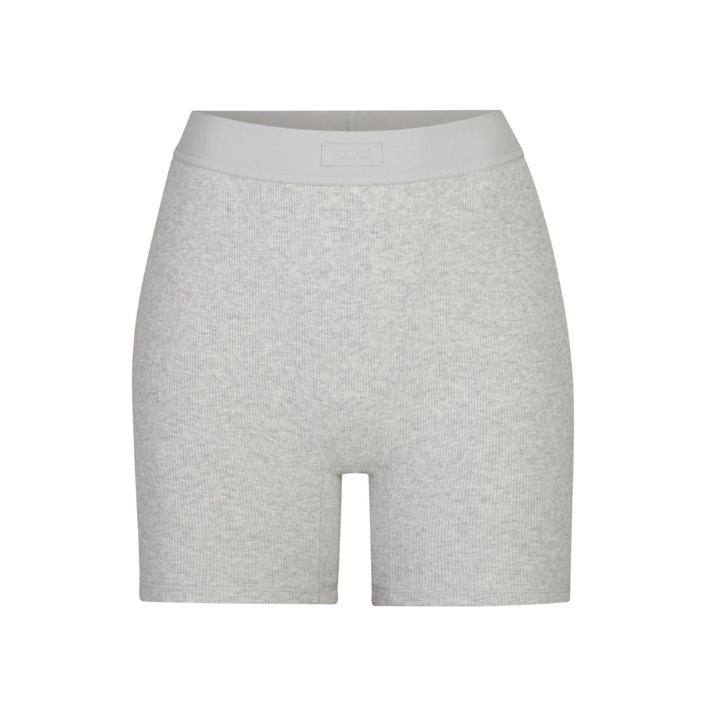 Skims cotton rib boxers in light heather grey